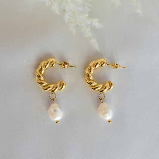 ADELINE Hoop Pearl Earrings